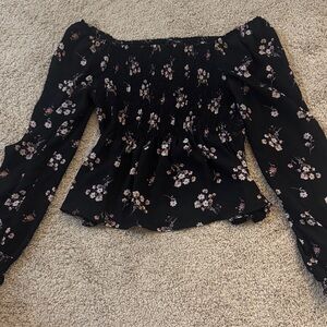 Black Floral Off-Shoulder Blouse